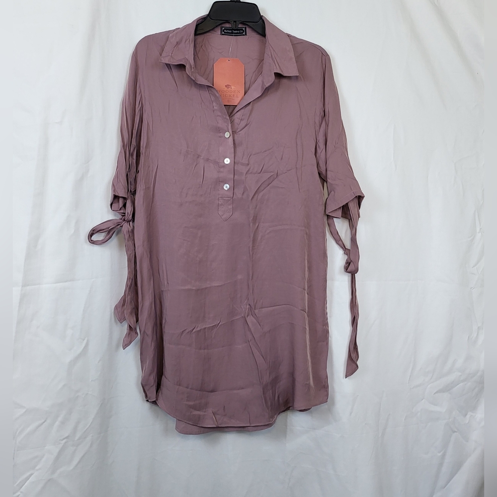 Buffalo Trading Co Womens Mystic Mauve Thursday 3/4 Sleeve Shirt Dress M New‎